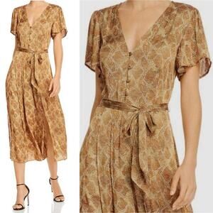 Paige ALAYNA SNAKESKIN PRINT BELTED DRESS IN BRONZE NWT Size Small